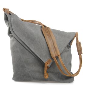 Crossbody retro art cloth bag (Color: Dark grey)