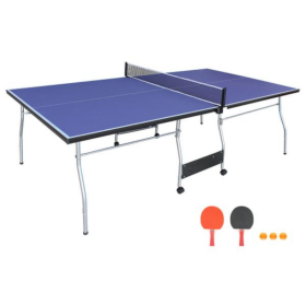 8-foot Medium-sized Foldable And Portable Indoor Table Tennis Table Set, Including A Net, 2 Pairs Of Table Tennis Rackets, And 3 Balls (Color: Blue)
