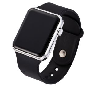 Unisex Digital Watch LED Screen Large Face Silicone Band Fancy Women Watches Jewelry Sophisticated And Stylish Women Watch (Color: Silver Black)
