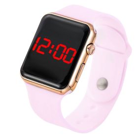 Unisex Digital Watch LED Screen Large Face Silicone Band Fancy Women Watches Jewelry Sophisticated And Stylish Women Watch (Color: Pink Gold)